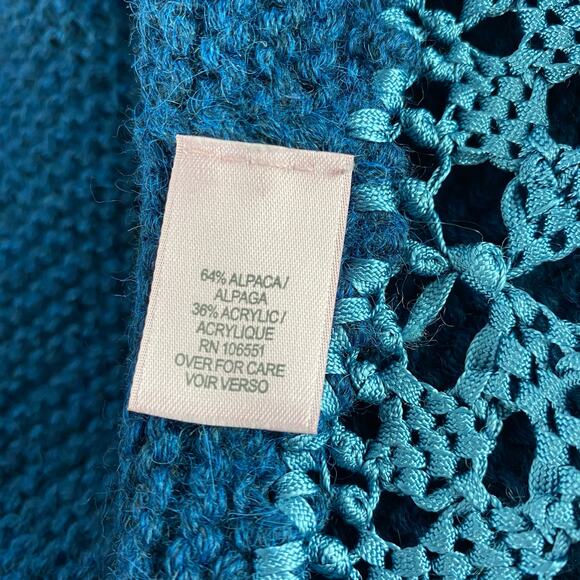 Calypso St. Barth Alpaca Blend Cardigan Wrap Women 1 S/M‎ Blue Crochet Western - Picture 6 of 11